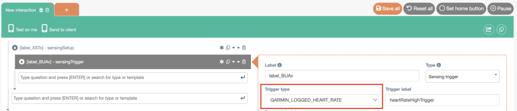 Choosing a Garmin trigger type